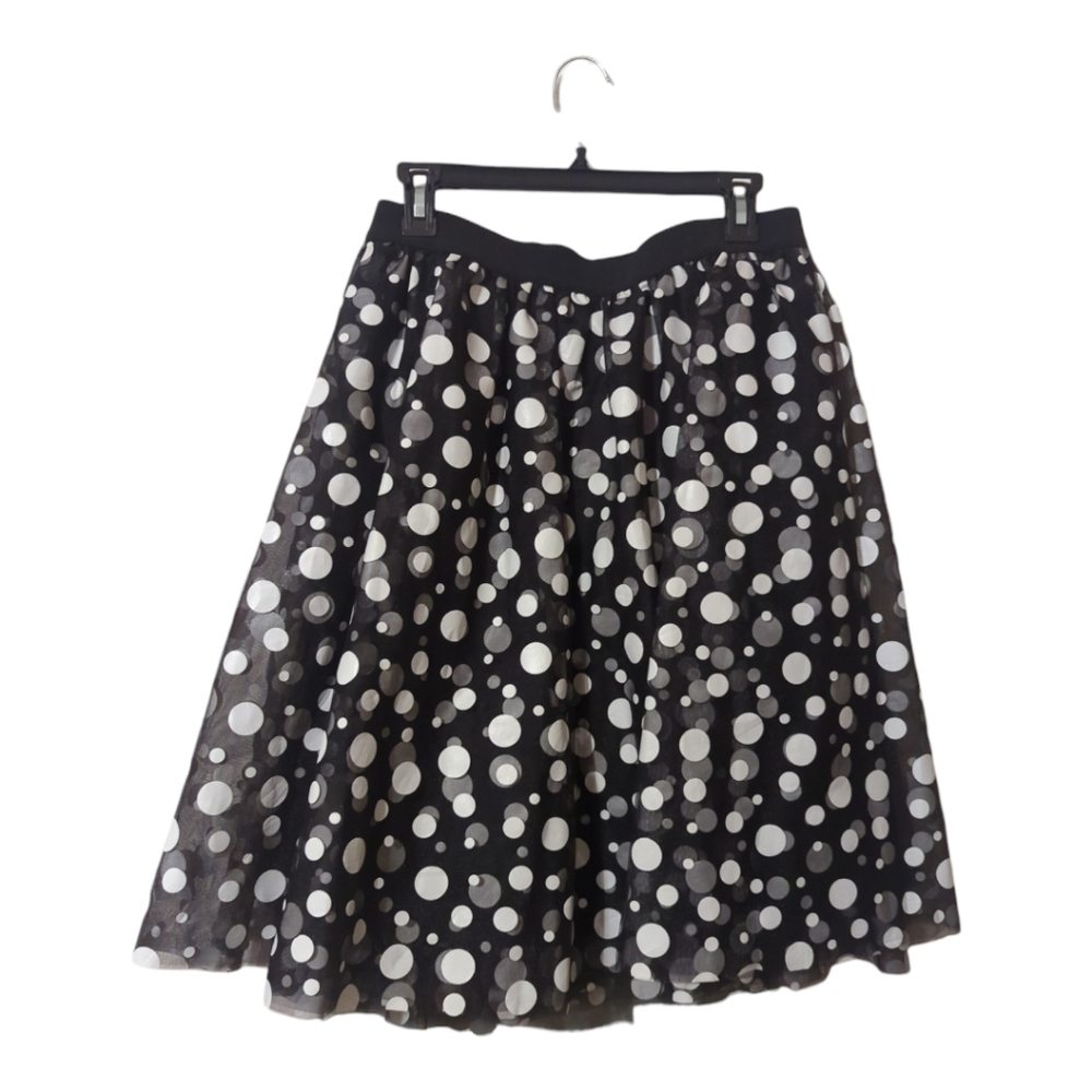 Lane Bryant Black & White Polka Dot Party Skirt with Tulle - Picture 2 of 8